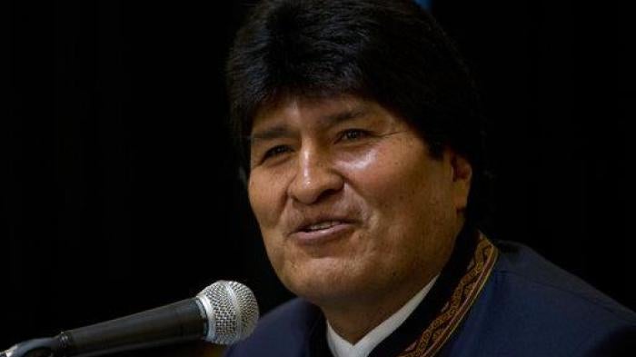 Bolivia's President Evo Morales speaks during a press conference about judicial elections at the presidential palace, in La Paz, Bolivia, Monday Dec. 4, 2017. 
