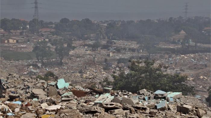 Rubble of demolished homes in the Dar-Es-Salam neighborhood of Conakry, Guinea’s capital, on June 8, 2019.