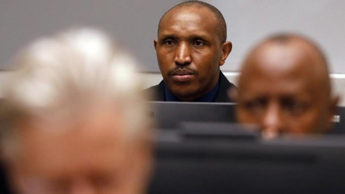 Bosco Ntaganda sits in the courtroom of the International Criminal Court
