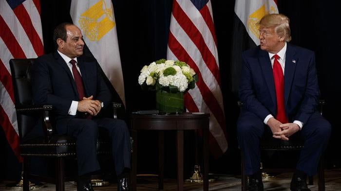 President Donald Trump meets with Egyptian President Abdel-Fattah el-Sisi during the United Nations General Assembly in New York
