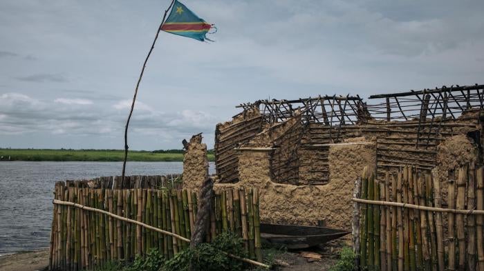 A burned house in Bongende village, Yumbi territory, on the banks of the Congo River, Democratic Republic of Congo, January 27, 2019.