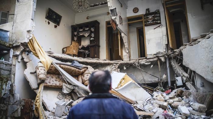 House destroyed by explosive weapon