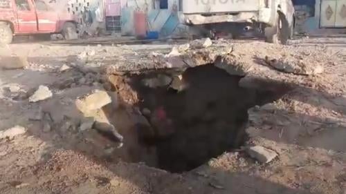 Missile Strike Crater in Marib city on March 16, 2021.
