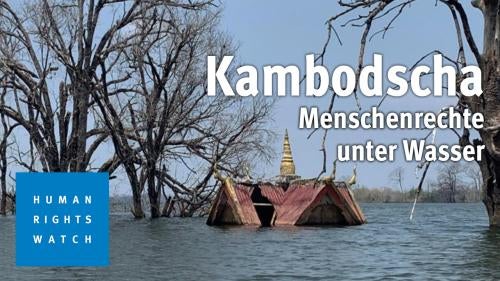 Ein überflutetes Gebäude in Kambodscha