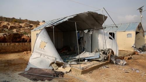 Campamento de Maram tras el ataque con municiones de racimo