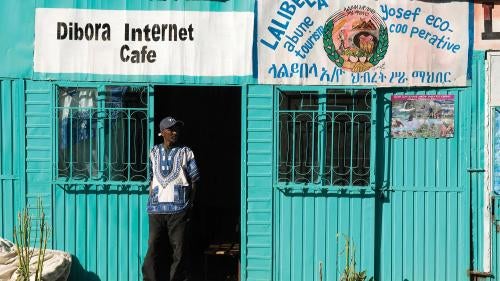 Internet café in Lalibela, Amhara Region, Ethiopia.