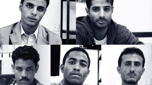 Walid Hussein Haikal, Bashir Mohammed Ahmed Ali al-Dihar, Ibrahim Fouadhy al-Omaisy, Mohammed Ahmed Sanhan, and Qauid Youssef Omar al Khadamy, all sentenced to death for crimes they allegedly committed before the age of 17.