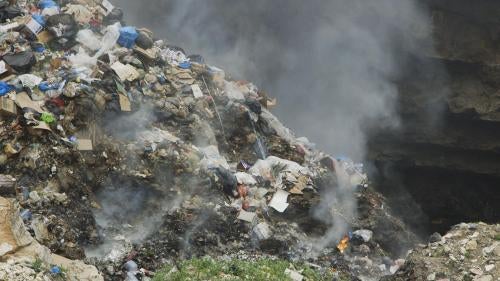 Open burning of waste in Majadel, south Lebanon. 