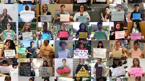 Students and teachers from around the world call for schools and universities to be protected from military use. 