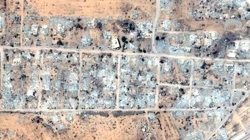 Satellite image showing demolition in Sinai, Egypt.