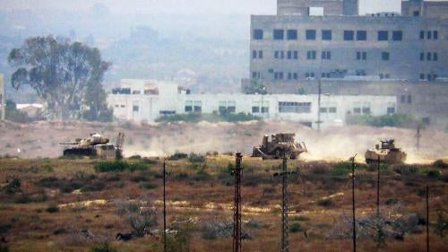 Egyptian army tanks and armored vehicles in Rafah in North Sinai sometime in 2018. The army has demolished thousands of homes in the city that borders Israel and Gaza, forcibly evicting almost the entire population. 