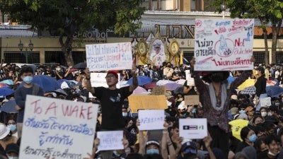Over 10,000 people gathered in the streets around Bangkok's Democracy Monument on August 16, 2020 calling for reform in the Thai government. 