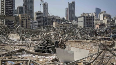 Aftermath of the explosion in Beirut’s port that devastated the city, killing almost 200 people, injuring more than 6,000, and leaving 300,000 people without shelter.