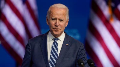 President-elect Joe Biden speaks at The Queen theater in Wilmington, Delaware, November 10, 2020.