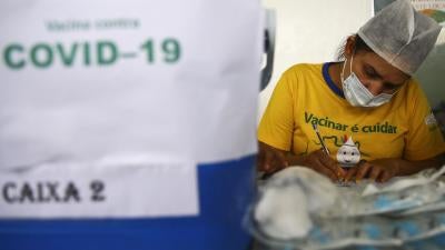 Covid-19 vaccination underway in the Umariaçu indigenous village, near Tabatinga, Amazonas, Brazil.