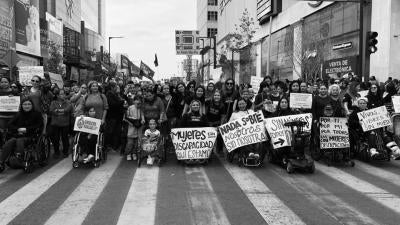 Women with disabilities demonstrate against violence in Mexico City, Mexico, March 8, 2020. 