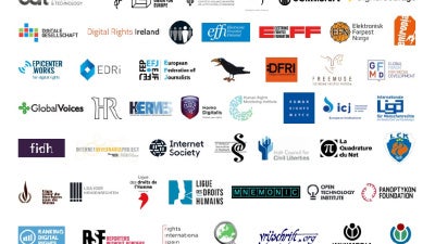 Logos of the signatories to the letter shown in rows and columns