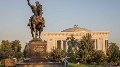 Amir Timur statue, in Amir Timur square, Tashkent, Uzbekistan.