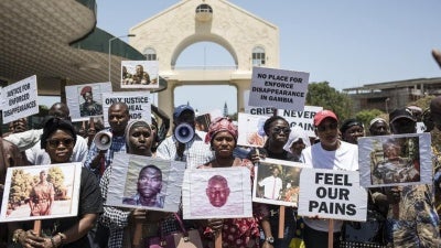 Families of Jammeh's victims in Banjul in June 2019.