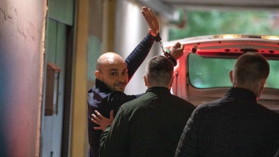Former coordinator of the Open Russia civic movement Andrey Pivovarov during after a search in his apartment. 