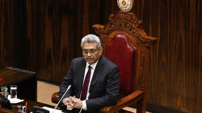 President Gotabaya Rajapaksa's addresses parliament in Colombo, Sri Lanka, August 20, 2020. 