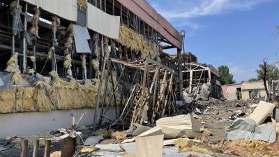 Kremenchuk shopping center after the attack. Photo taken on June 28, 2022. 