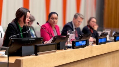 Emina Ćerimović speaks at the United Nations Security Council “Arria formula” meeting on December 6, 2024.