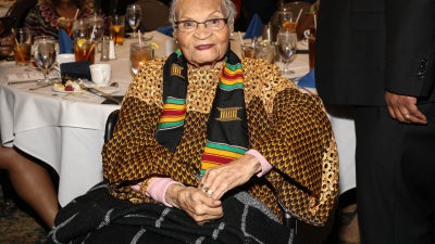 Queen Mother and Founder of the VFF Foundation, Viola Ford Fletcher, at the Oldest Living Tulsa Oklahoma Massacre Survivors Celebrated And Book Cover Revealing at The City Club of Washington in Washington, DC, US, February 28, 2023.