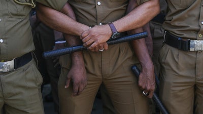 A police anti-riot unit in Colombo, Sri Lanka, January 30, 2024. 