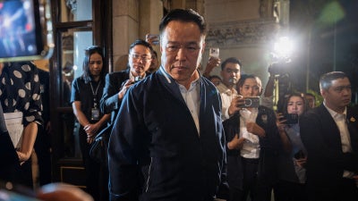 Thailand's Prime Minister Anutin Charnvirakul during a press conference