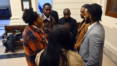 The grandchildren of Patrice Emery Lumumba during a session of the Brussels council chamber, in the case concerning the 1961 murder of  Lumumba the first elected Prime Minister of the DRC Congo, January 20, 2026.
