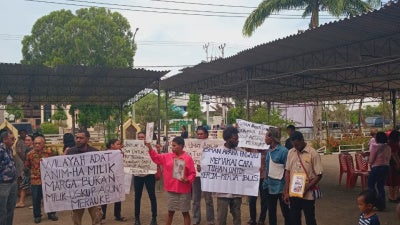 Members of the Voice of Catholic People of Papua gathered at the St. Francis Xavier Catholic Cathedral in Merauke, Indonesia, call on church officials to protect Indigenous people from government policies, January 25, 2026.