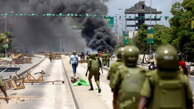 Tanzanian riot police in Dar es Salaam.