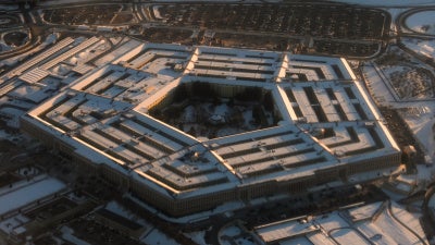 Aerial view of the Pentagon building.