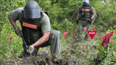 Deminers search for landmines near Lasinja