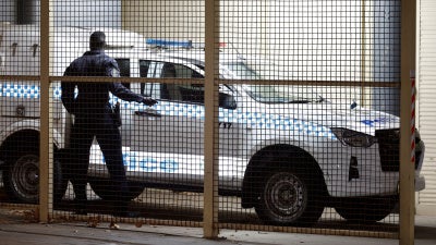 A police van with one of the Australian women allegedly linked to the Islamic State at the Mascot Police Station in Sydney on May 7, 2026.