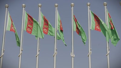 Row of Turkmenistan flags