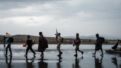 Tigray People's Liberation Front (TPLF) fighters in Mekele, Tigray region, Ethiopia, June 30, 2021. 