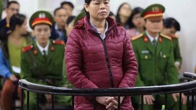 Can Thi Theu in the dock during her appeal at the Hanoi People's Court, Vietnam, on November 30, 2016.