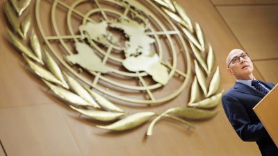 United Nations High Commissioner for Human Rights Volker Turk during the opening of the 61st session of the UN Human Rights Council in Geneva, February 23, 2026. 