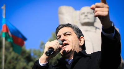 Ali Karimli speaks at a rally in 2016.