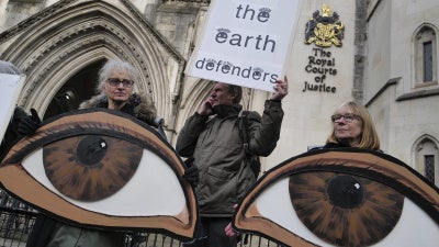 Supporters of imprisoned environmental activists stage a protest 