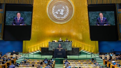 North Korea's Vice Minister of Foreign Affairs Kim Son Gyong addresses the 81st session of the United Nations General Assembly in New York, September 28, 2026.