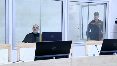 Ruben Vardanyan, a former senior official in Nagorno-Karabakh de facto administration, attending a court hearing in Baku, Azerbaijan, February 17, 2026. Screen grab taken from a video.