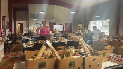 Teresa Burnett on distribution day at the pantry in Amarillo, Texas.
