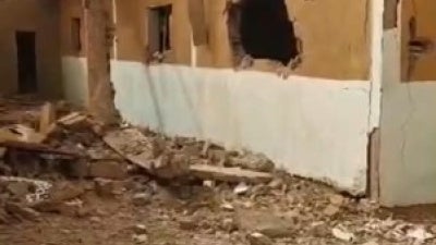 Screenshot of a video posted online and analyzed by Human Rights Watch showing the destruction of a health center following an apparent Malian military drone strike in Talahandak village in the northern Kidal region, Mali, on July 29, 2026.  