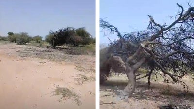 Aftermath of the apparent Malian military drone strike on September 16, 2026, in Guélédié village, Mopti region, Mali. Screenshots from video analyzed and geolocated by Human Rights Watch.