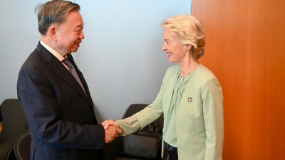 Vietnam’s leader To Lam meeting President of the European Commission Ursula von der Leyen during United Nations General Assembly meetings, September 24, 2024.