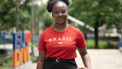 Ana Elisa Santos Silva of the Workers' Party (PT), the youngest federal deputy elected in Minas Gerais state, poses for a photograph in Divinopolis, Brazil, on October 15, 2026. 