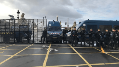 Riot police barricade, Jardin des Tuileries, Paris, December 8, 2018.